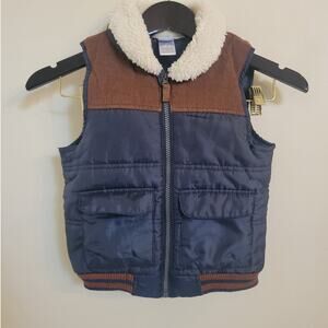Little Lad Boys Puffer Vest Corduroy With Sherpa Collar Sz 5